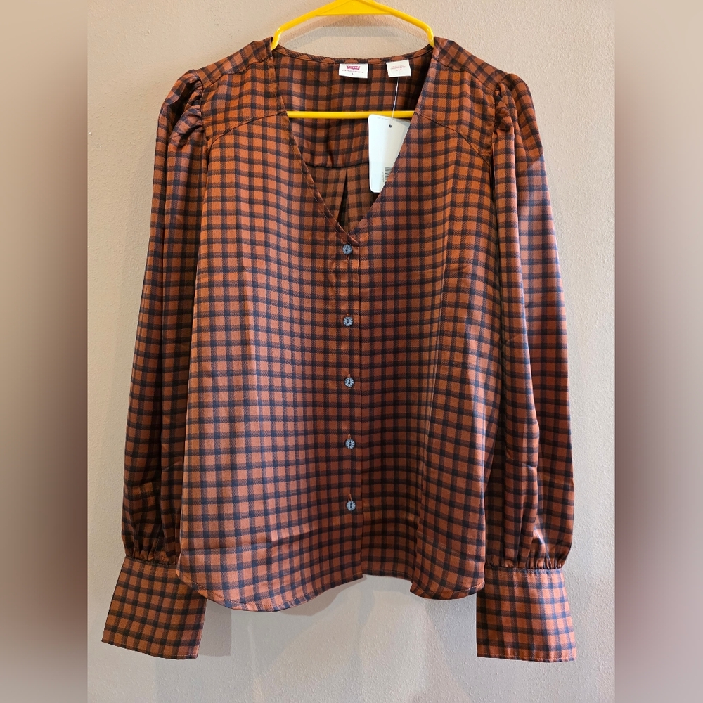 Levi's Plaid Button-Front Women's SizeL NWT